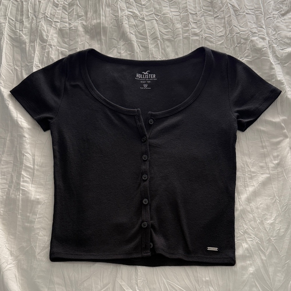 Hollister Black Button Up Top